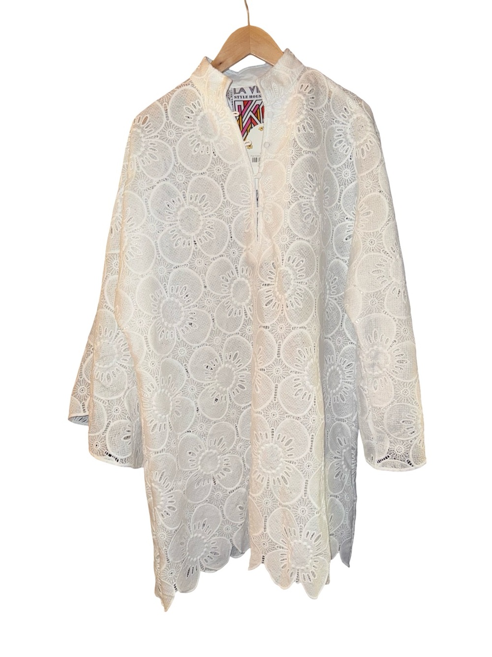 la vie style house Pearl Eyelet Florals Mini Caftan white NWT